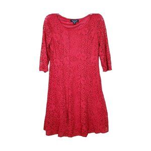 💎392 Perceptions New York Red Lace Cocktail Dress
